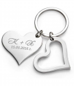 Engraved Metal Keychain Two hearts